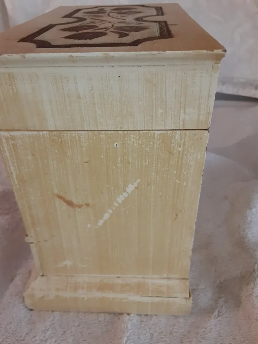 Vintage Royal Sealy music jewelry box cabinet 1950s or 1960s light colored wood